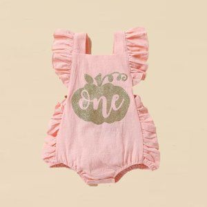 Fall Thanksgiving Pumpkin Girl Outfit Clothes First Birthday Romper Dress